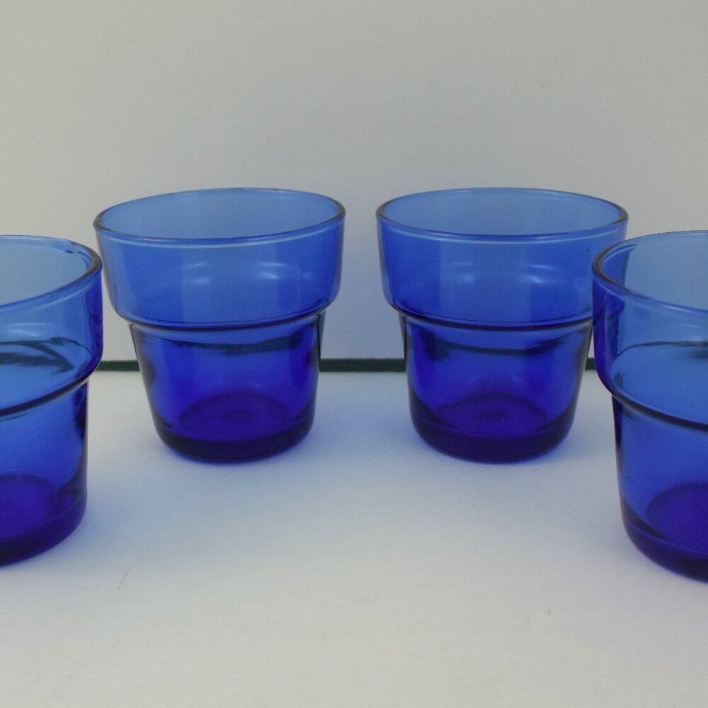 4 Anchor Hocking Cobalt Blue "Planter Pot" Tealight/Votive Holders